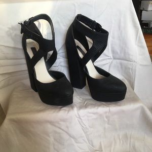 Black Topshop snakeskin print platform heels